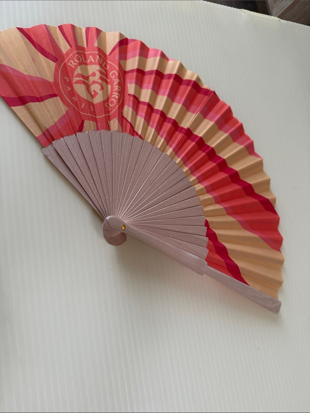 Roland Garros Pink & Peach Folding Hand Fan